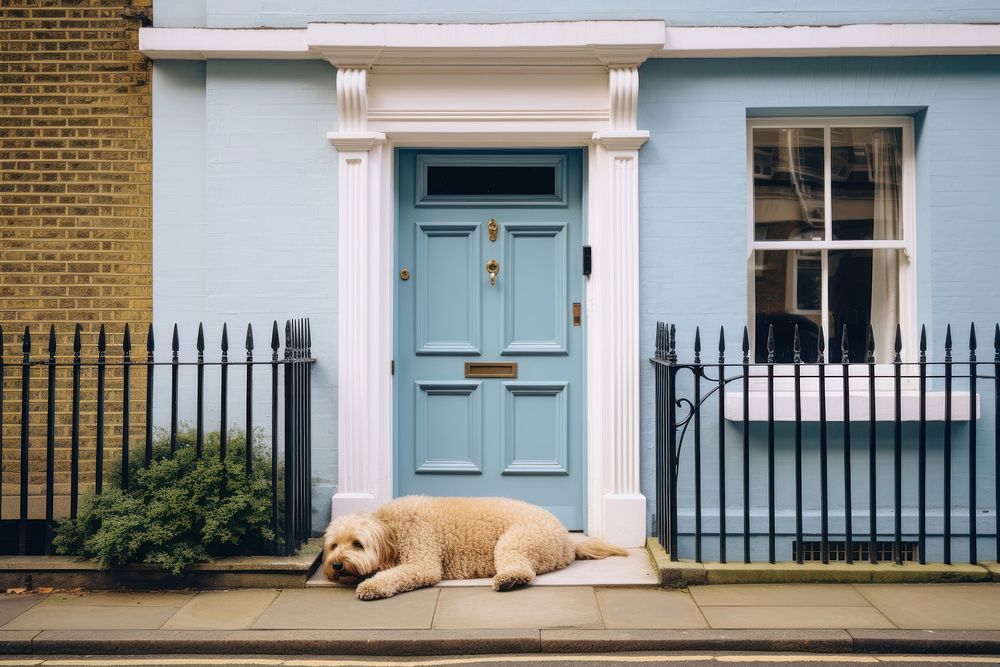 British house style door dog architecture. AI generated Image by rawpixel.