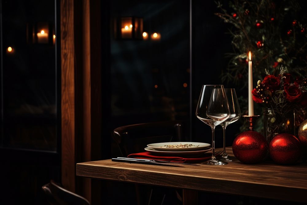 Restaurant furniture candle glass. AI generated Image by rawpixel.