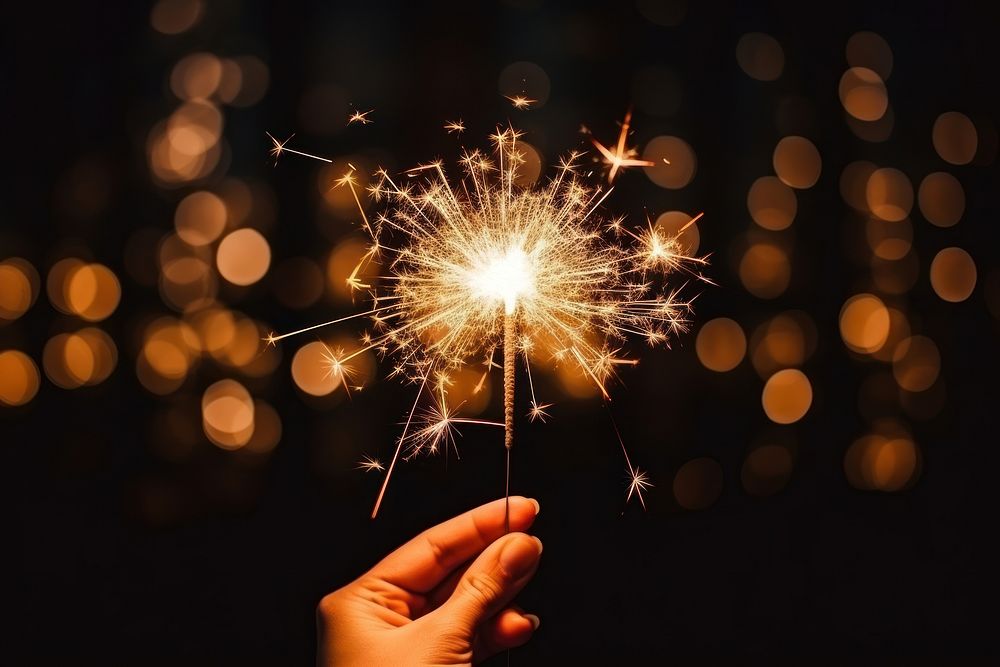Sparkler fireworks sparks night. AI generated Image by rawpixel.