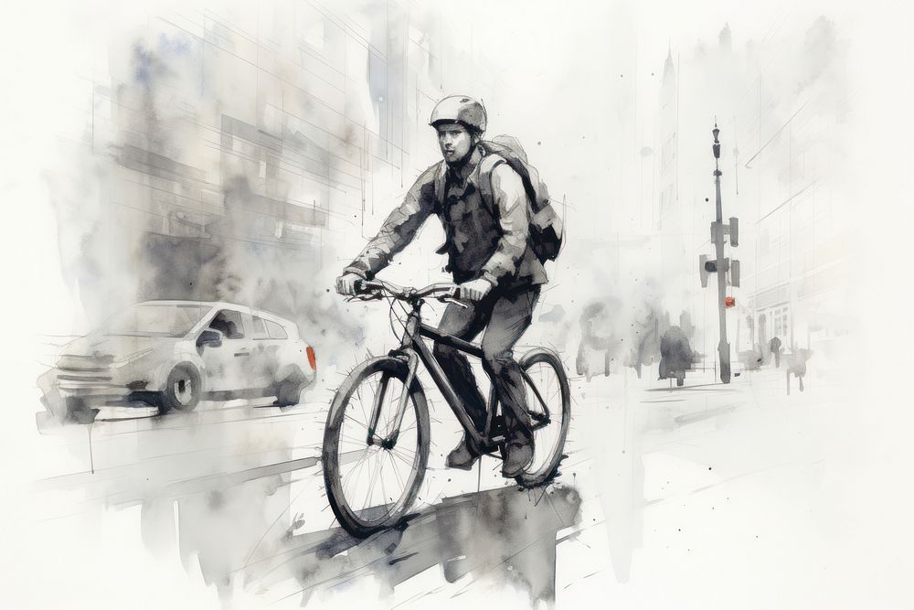 Cycling sketch vehicle bicycle. AI generated Image by rawpixel.