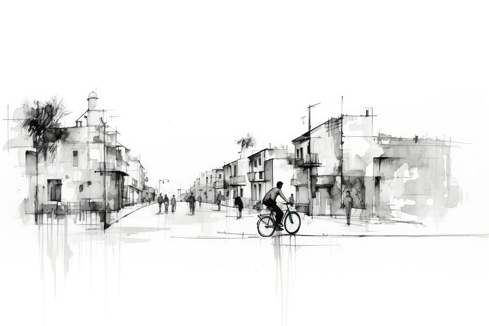 People bicycle sketch vehicle drawing. AI generated Image by rawpixel.