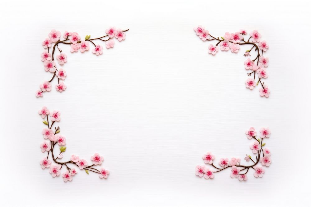 Upper frame border with little cherry blossom pattern flower plant. AI generated Image by rawpixel.