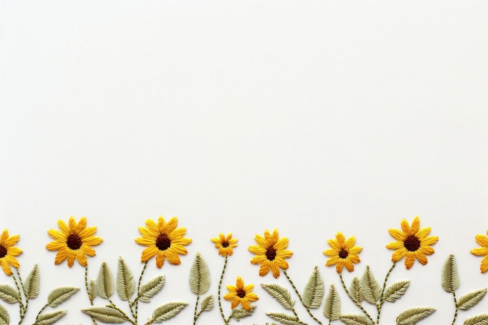 Upper frame border with little sunflower pattern backgrounds plant. AI generated Image by rawpixel.