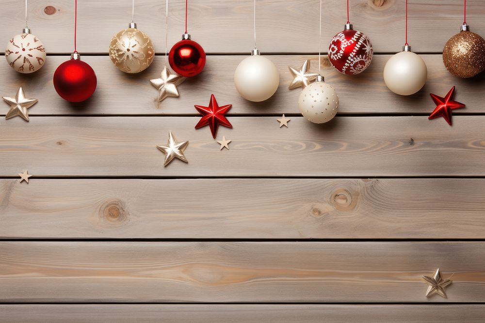 Christmas ornaments flat lay christmas backgrounds wood. AI generated Image by rawpixel.