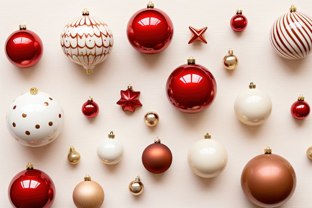 Christmas ornaments flat lay christmas backgrounds red. AI generated Image by rawpixel.