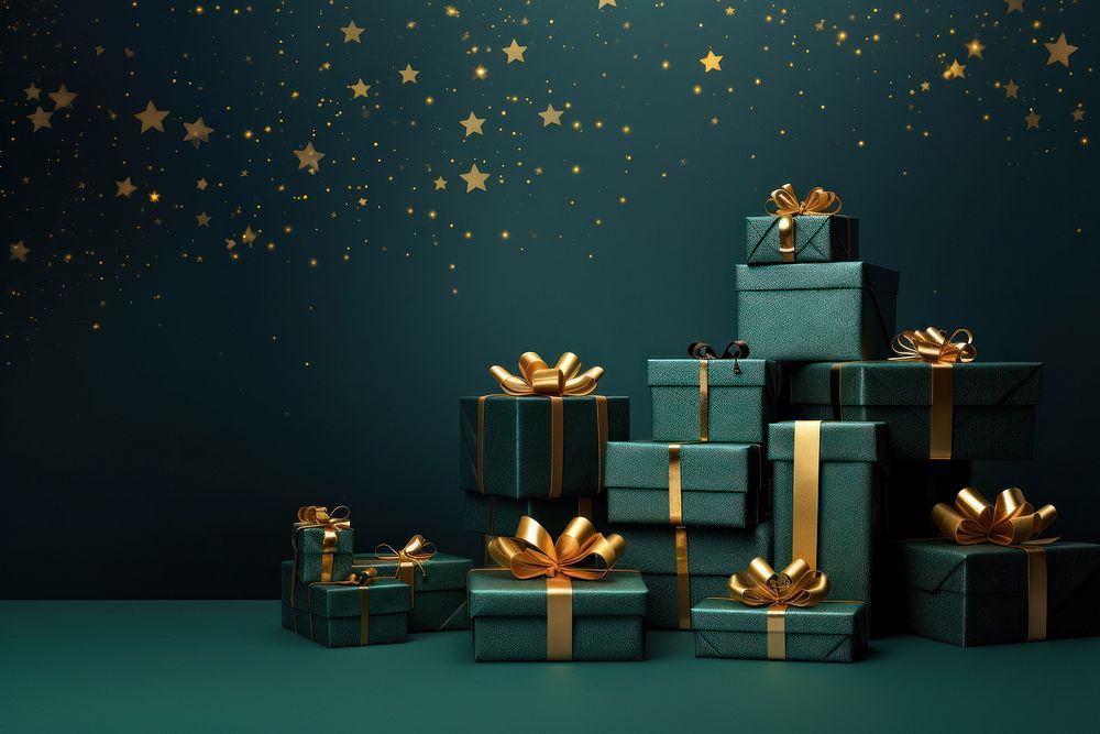 Christmas presents gift gold illuminated. AI generated Image by rawpixel.