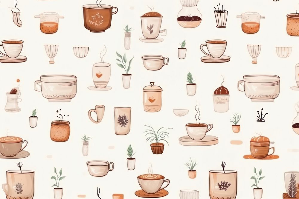 Coffee shop backgrounds pattern plant. AI generated Image by rawpixel.