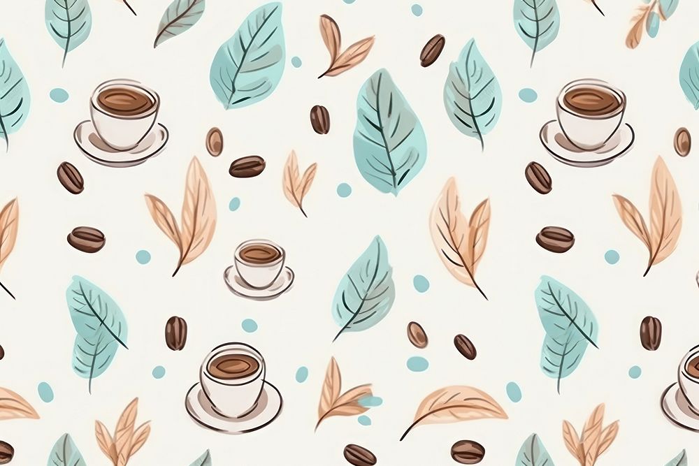 Coffee plant pattern backgrounds cup. AI generated Image by rawpixel.