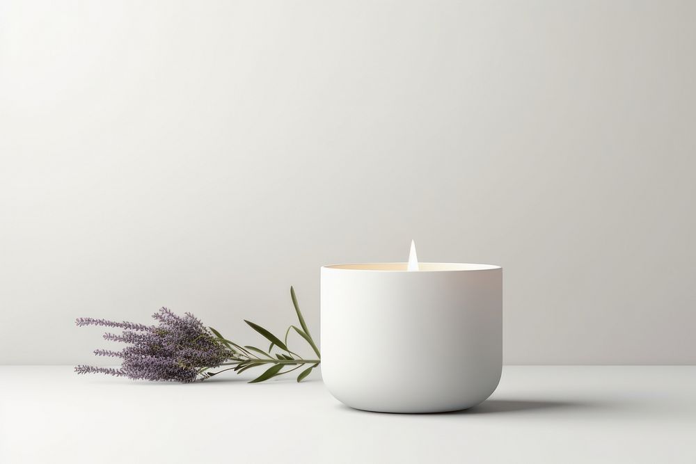 Candle cup mockup lavender flowerpot porcelain. AI generated Image by rawpixel.