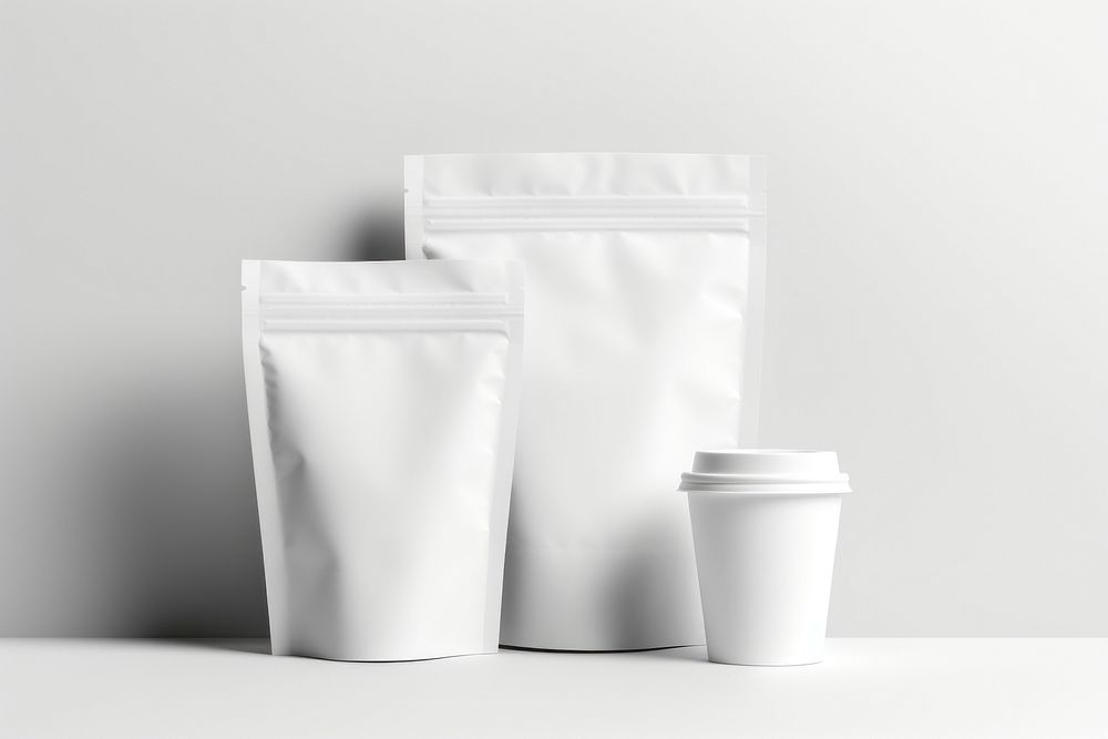 Ziplock doypack cup white white background. AI generated Image by rawpixel.