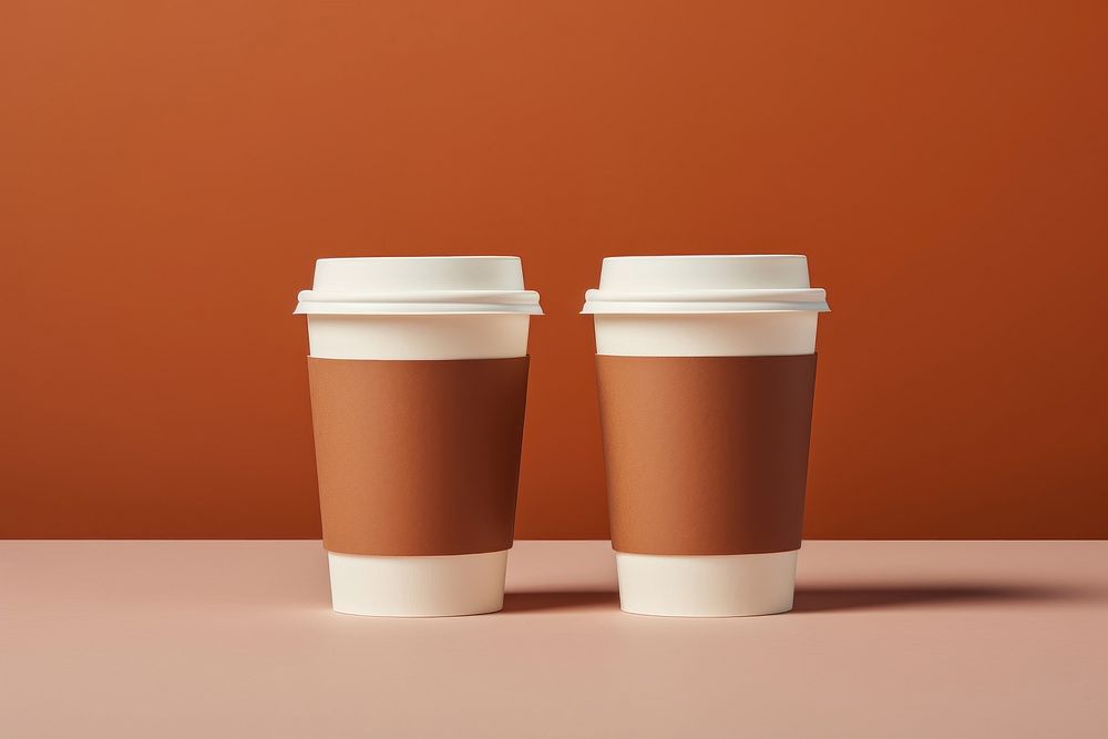 Floating Dual Paper Coffee Cup coffee cup latte. AI generated Image by rawpixel.