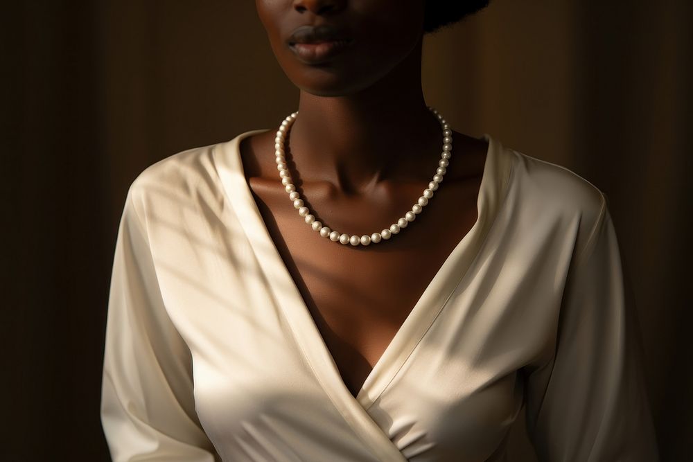 Pearl necklace jewelry fashion adult. AI generated Image by rawpixel.