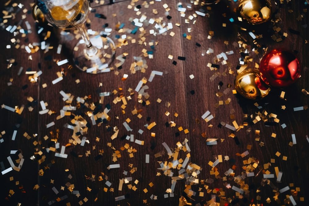 New year sign confetti party illuminated. AI generated Image by rawpixel.