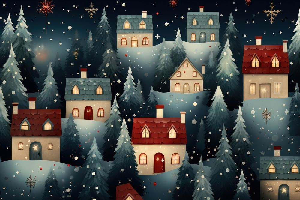 House christmas architecture illuminated. AI generated Image by rawpixel.