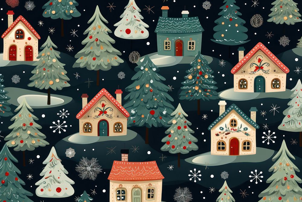 House christmas illuminated backgrounds. AI generated Image by rawpixel.