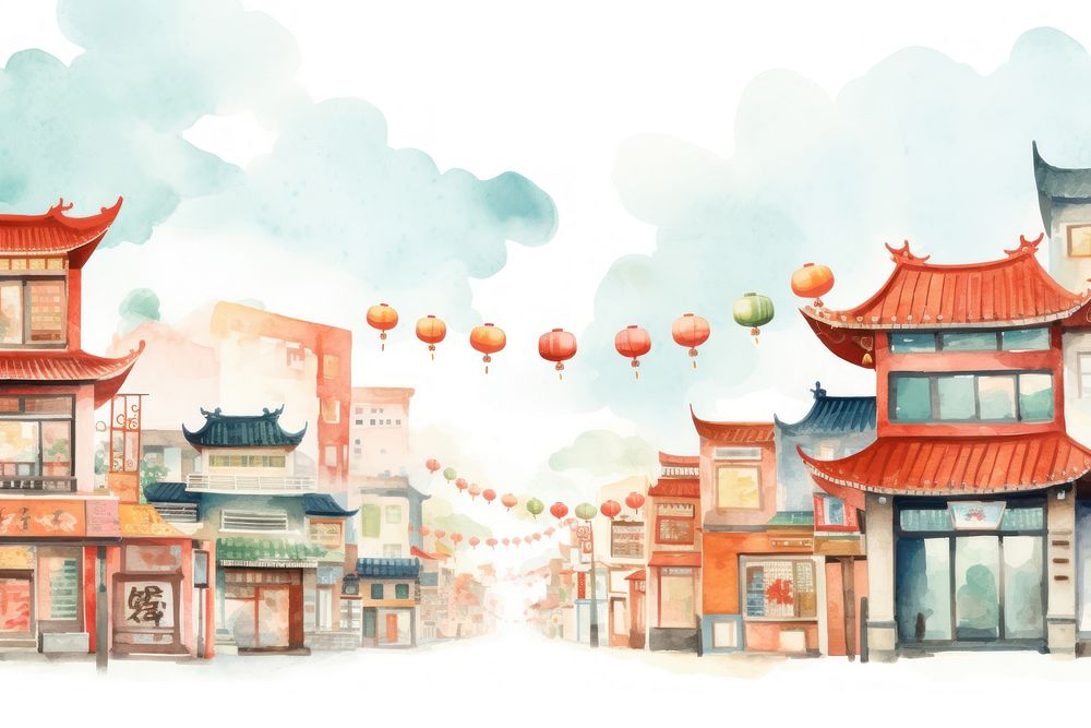 China town lantern city architecture. AI generated Image by rawpixel.
