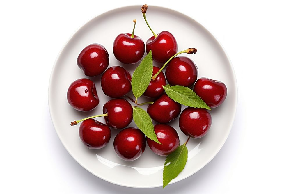 Cherries fruit plate cherry. AI generated Image by rawpixel.