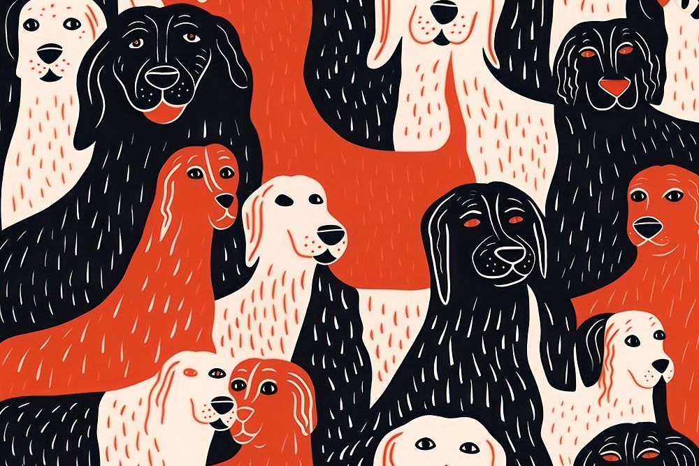 Dog illustrated pattern animal. AI generated Image by rawpixel.