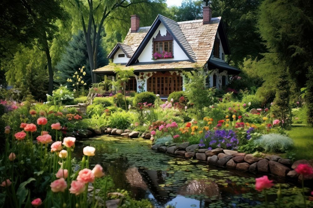 House garden architecture outdoors. AI generated Image by rawpixel.