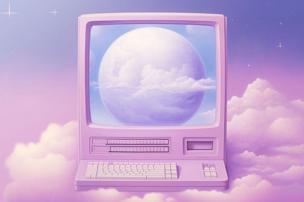 Computer painting laptop purple. AI generated Image by rawpixel.
