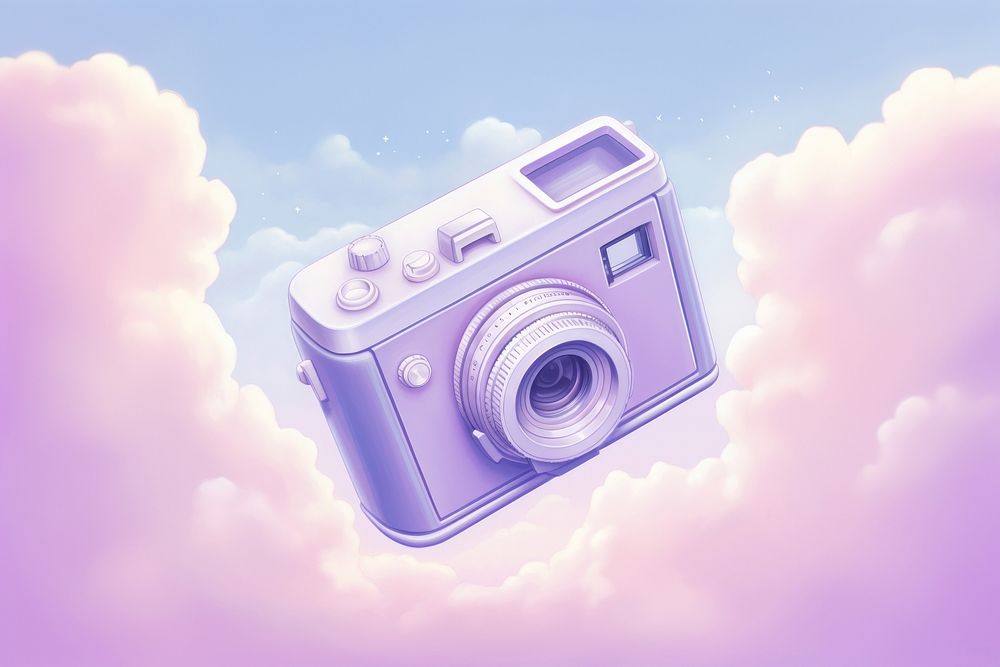 A pastel purple camera cloud photographing electronics. AI generated Image by rawpixel.