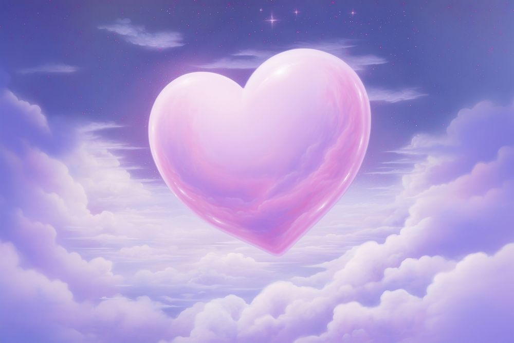 A pastel purple heart cloud tranquility backgrounds. AI generated Image by rawpixel.