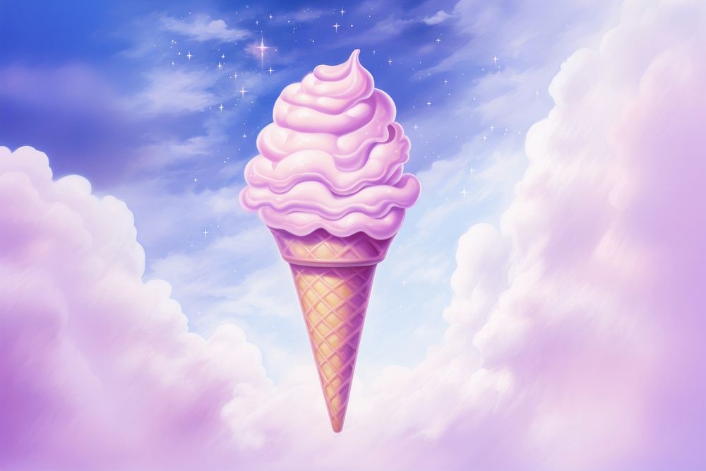 Ice cream dessert purple cloud. AI generated Image by rawpixel.