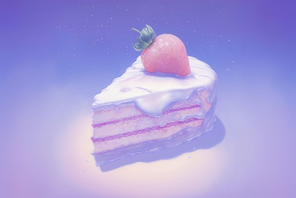 Cake strawberry dessert purple. AI generated Image by rawpixel.