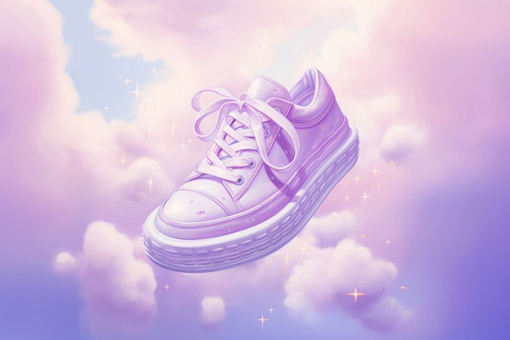 Sneakers footwear purple cloud. AI generated Image by rawpixel.