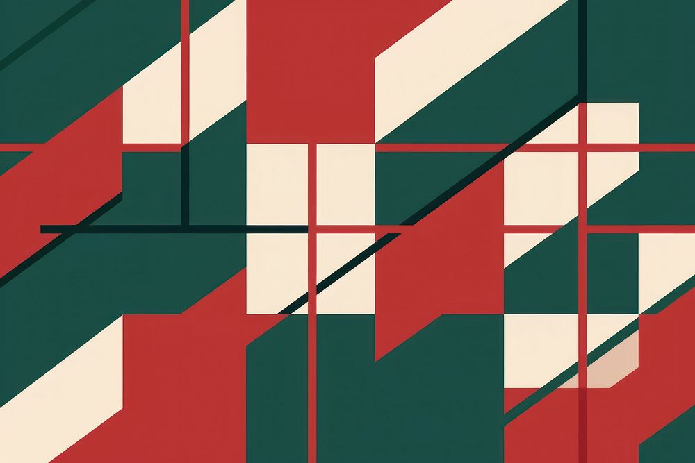 Geometric Scotch pattern green art red. AI generated Image by rawpixel.