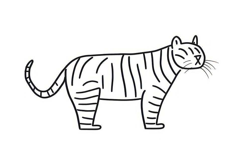 Minimal illustration of tiger drawing sketch animal. AI generated Image by rawpixel.