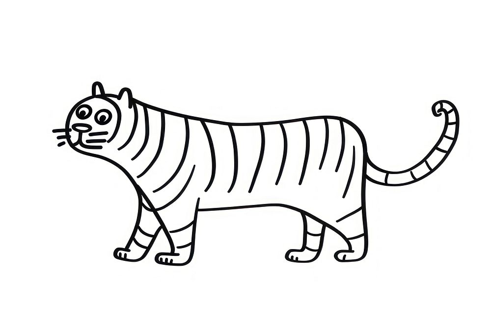 Minimal illustration of tiger drawing sketch animal. AI generated Image by rawpixel.