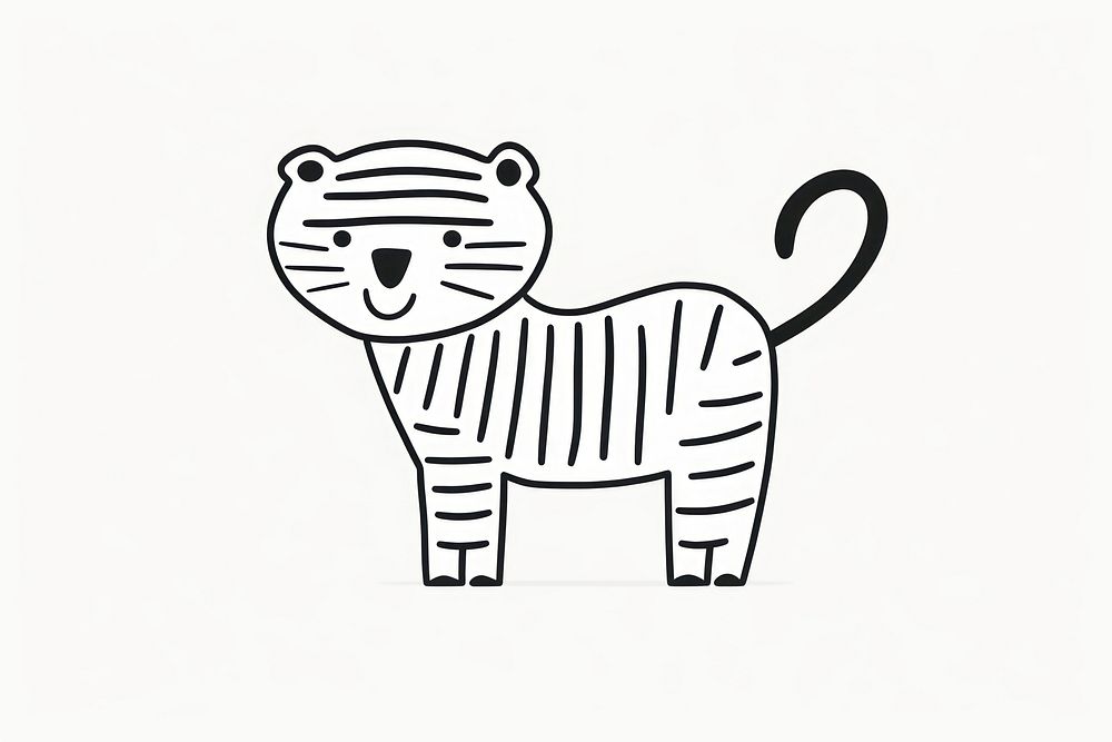 Minimal illustration of tiger drawing animal mammal. AI generated Image by rawpixel.