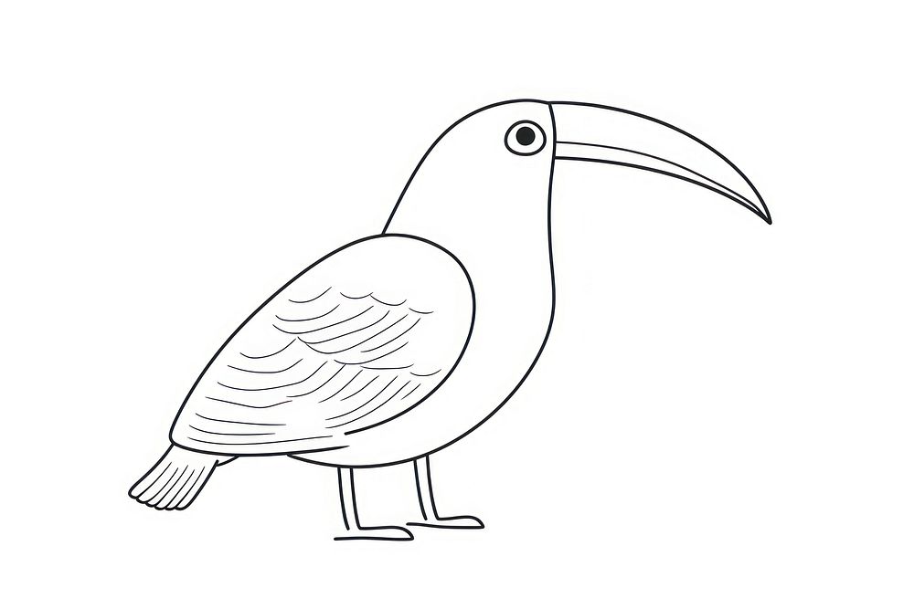 Minimal illustration of toucan drawing sketch animal. AI generated Image by rawpixel.