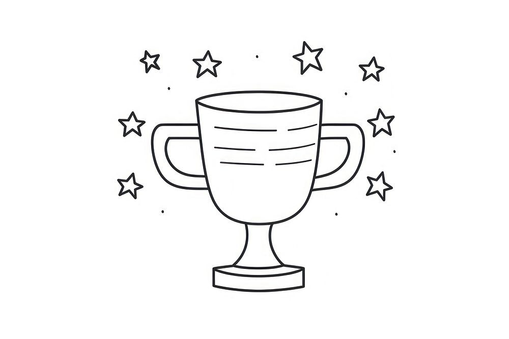 Minimal illustration of trophy with stars drawing sketch glass. AI generated Image by rawpixel.