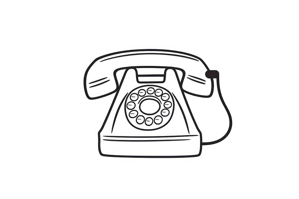 Minimal illustration of vintage phone drawing sketch white. AI generated Image by rawpixel.