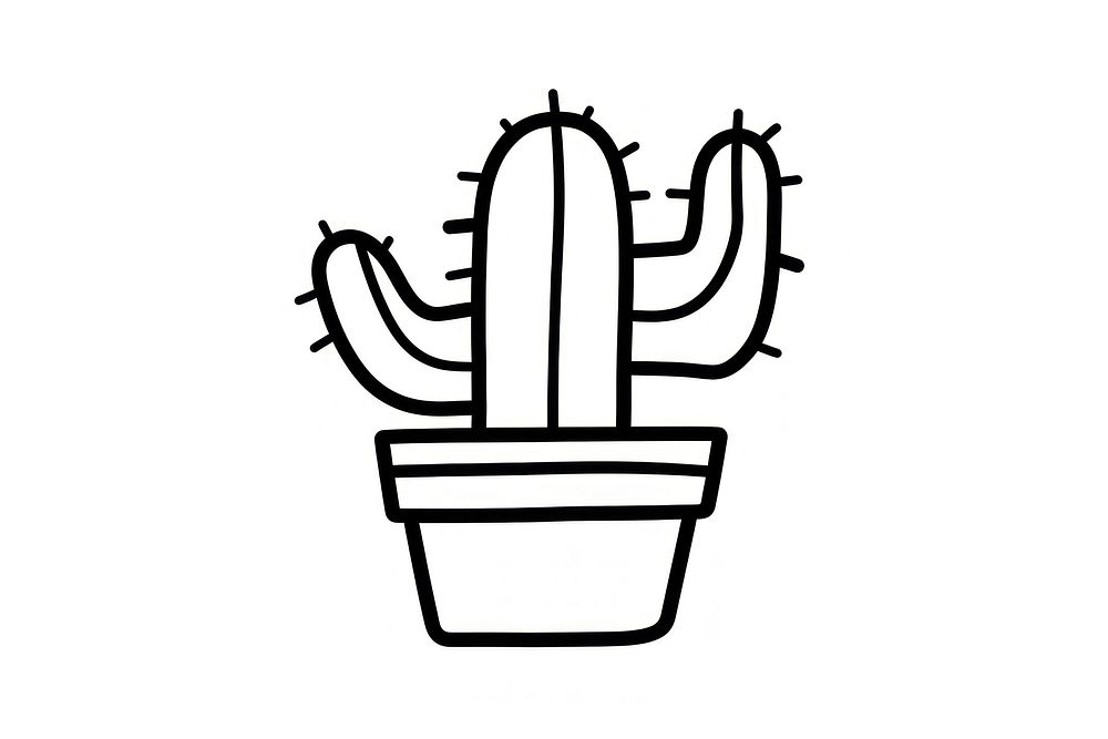 Minimal illustration of cactus drawing sketch line. AI generated Image by rawpixel.