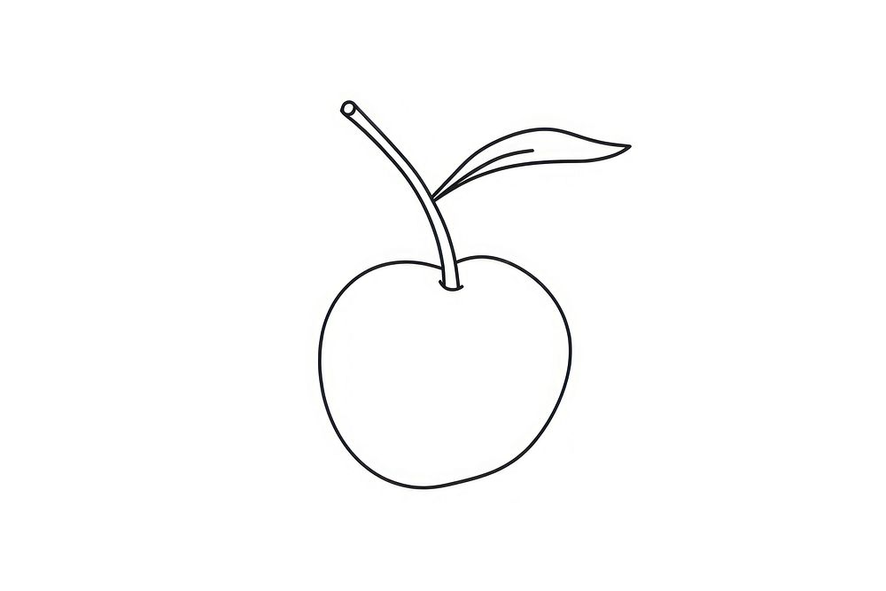 Minimal illustration of cherry drawing sketch white. AI generated Image by rawpixel.