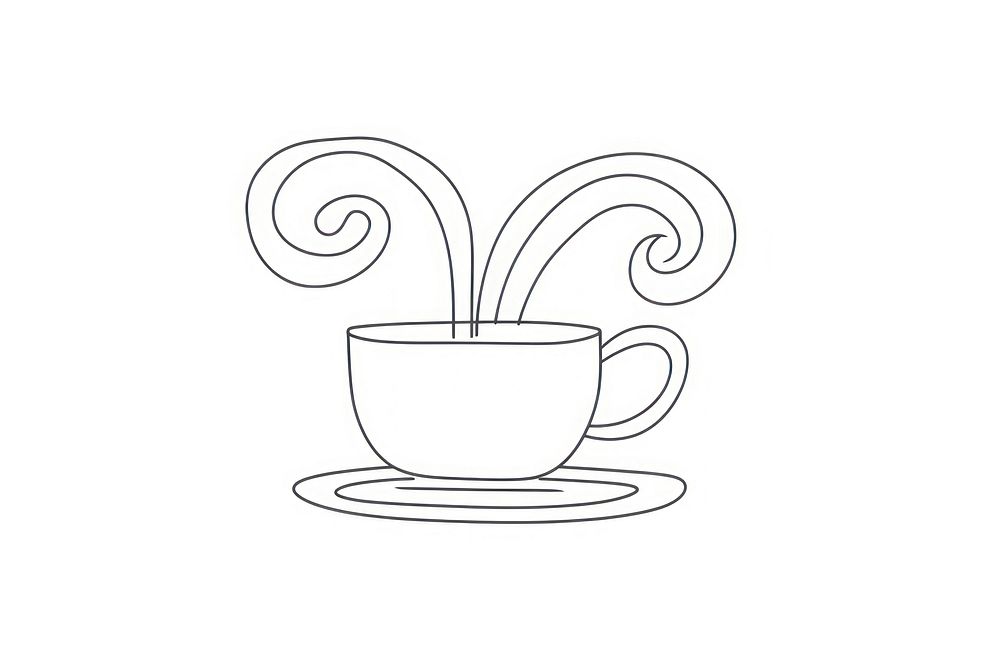 Minimal illustration of coffee cup drawing saucer sketch. AI generated Image by rawpixel.