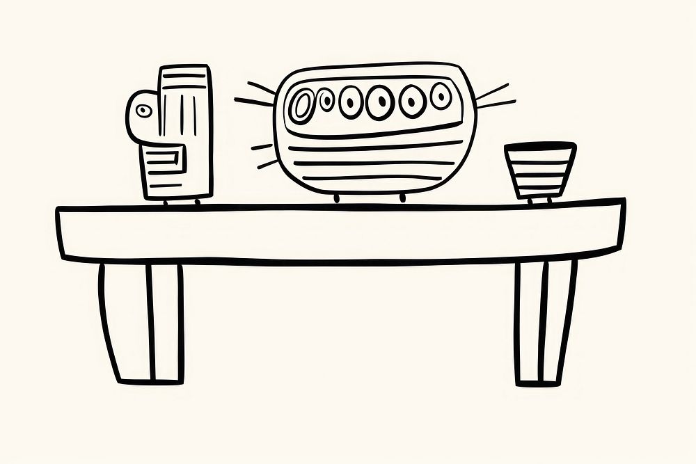 Minimal illustration of coffee table drawing sketch furniture. AI generated Image by rawpixel.