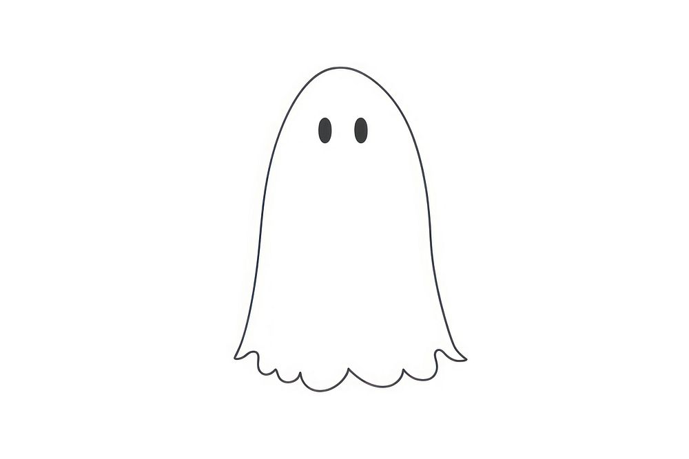 Minimal illustration of cute ghost drawing sketch white. AI generated Image by rawpixel.