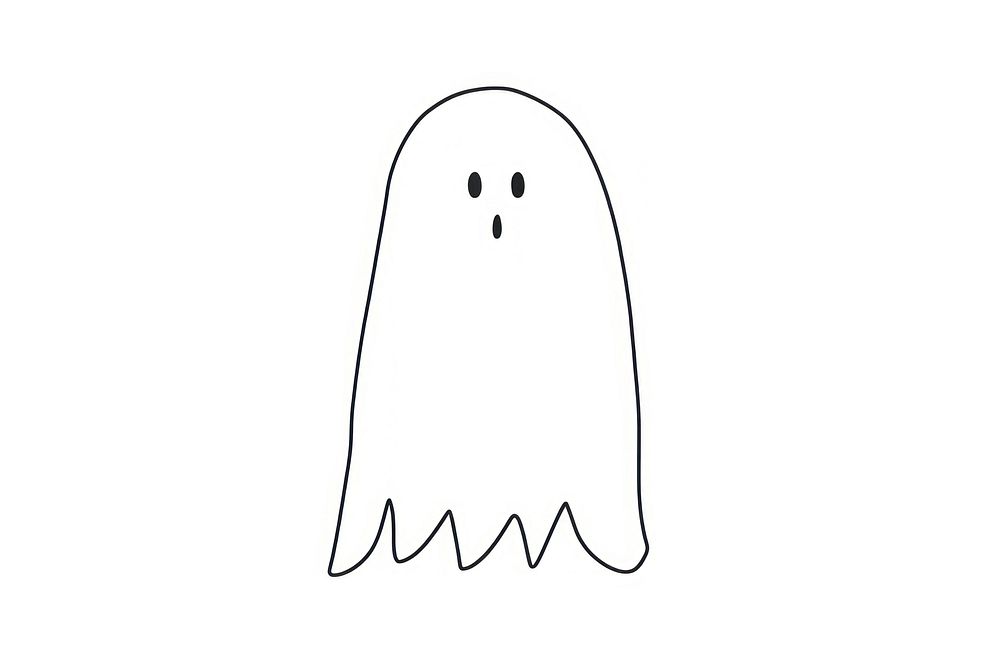 Minimal illustration of cute ghost drawing sketch white. AI generated Image by rawpixel.