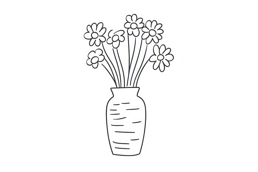 Minimal illustration of flower vase drawing sketch doodle. AI generated Image by rawpixel.