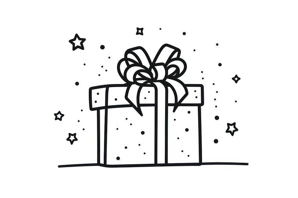 Minimal illustration of gift box drawing ribbon sketch. AI generated Image by rawpixel.