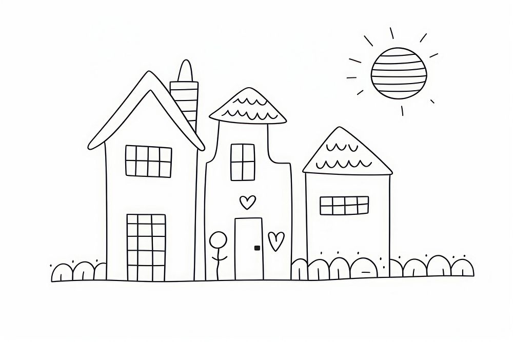 Minimal illustration of house drawing sketch doodle. AI generated Image by rawpixel.
