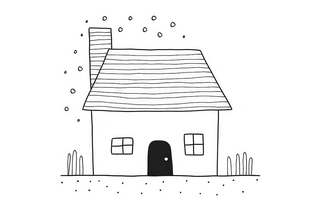 Minimal illustration of house drawing sketch white. AI generated Image by rawpixel.