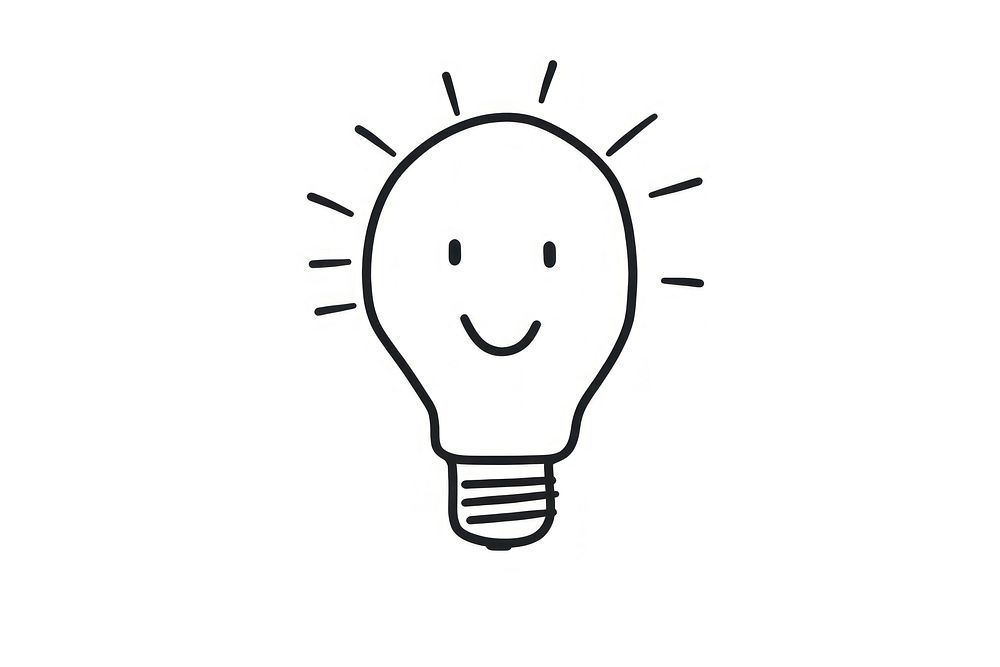 Minimal illustration of lightbulb drawing sketch white. AI generated Image by rawpixel.