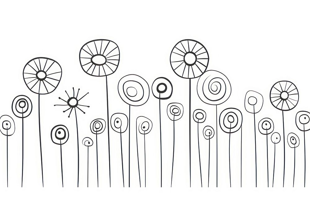 Minimal illustration of flowers drawing sketch doodle. AI generated Image by rawpixel.
