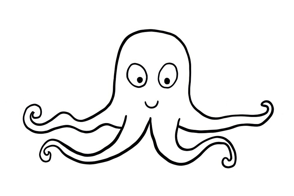 Minimal illustration of octopus drawing sketch doodle. AI generated Image by rawpixel.