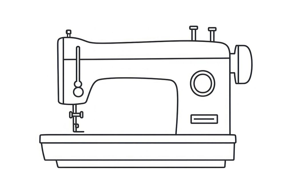 Minimal illustration of sewing machine drawing sketch white. AI generated Image by rawpixel.